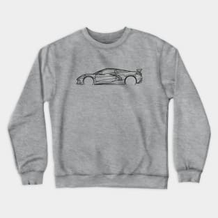 Black C8 Corvette Racecar Side Silhouette Outline Black Supercar Sports car Racing car Crewneck Sweatshirt